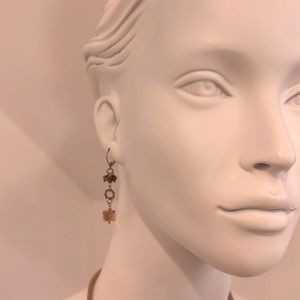 Sample earring Sterling silver Swarovski crystal topaz drop